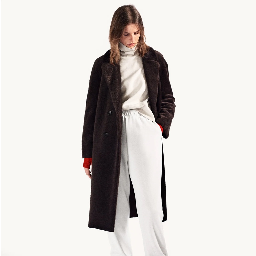 Zara Chocolate Faux Fur Coat NWT